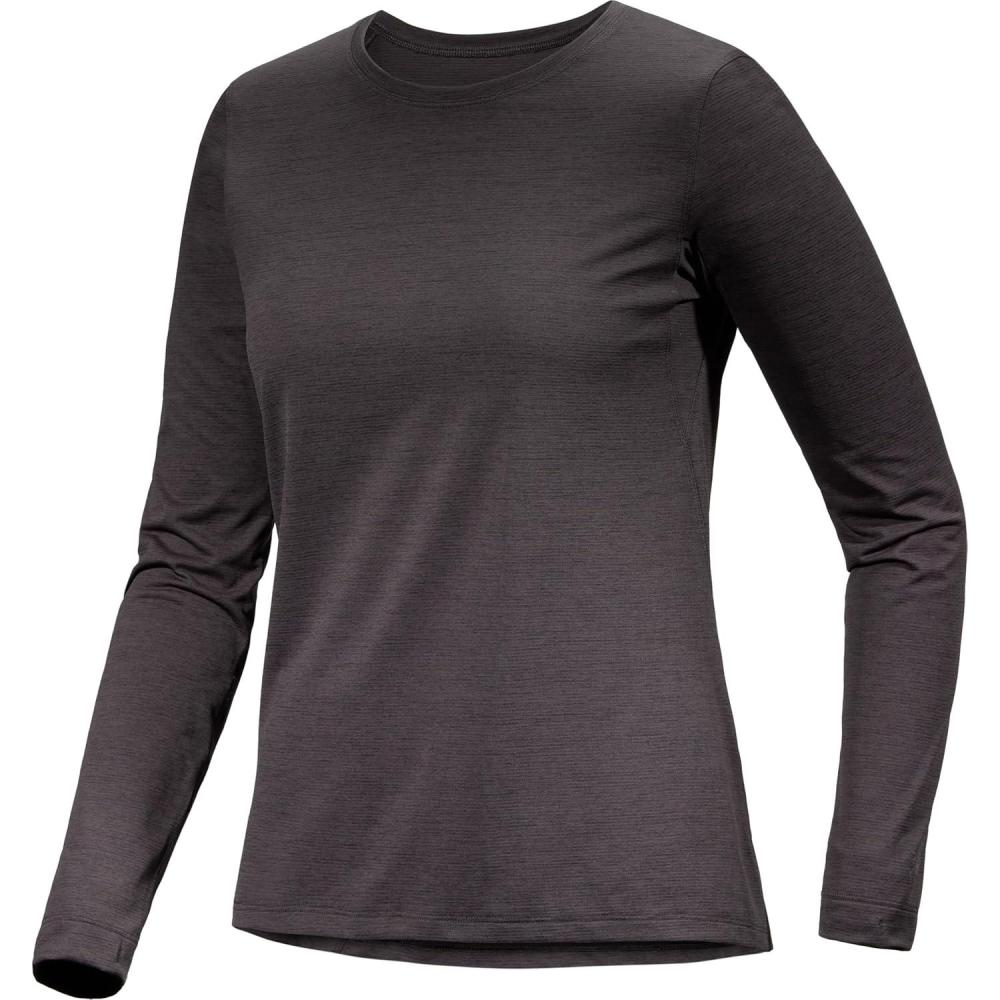 image:imageArcteryx Taema Crew Neck Long Sleeve Shirts for Women Quick Dry Long Sleeve Workout Shirts Hiking Running Fitness TopsBlack Heather