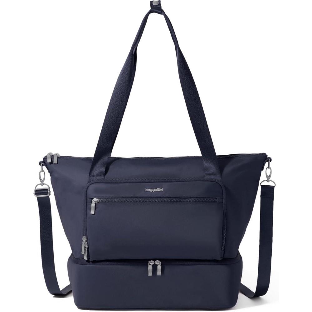 image:imageBaggallini Womens Park Ave Overnight Lightweight 14x20 Travel Essential Weekender Tote BagFrench Navy Twill
