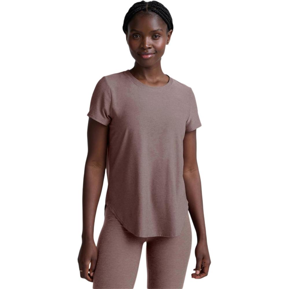 image:imageBeyond Yoga Womens Featherweight On The Down Low TeeRosey Taupe Heather