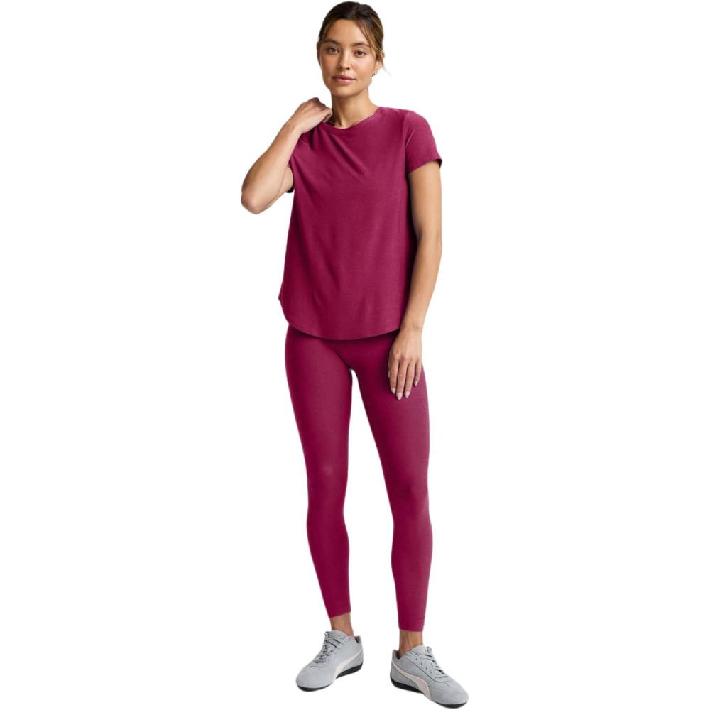 image:imageBeyond Yoga Womens Featherweight On The Down Low TeeSangria Heather