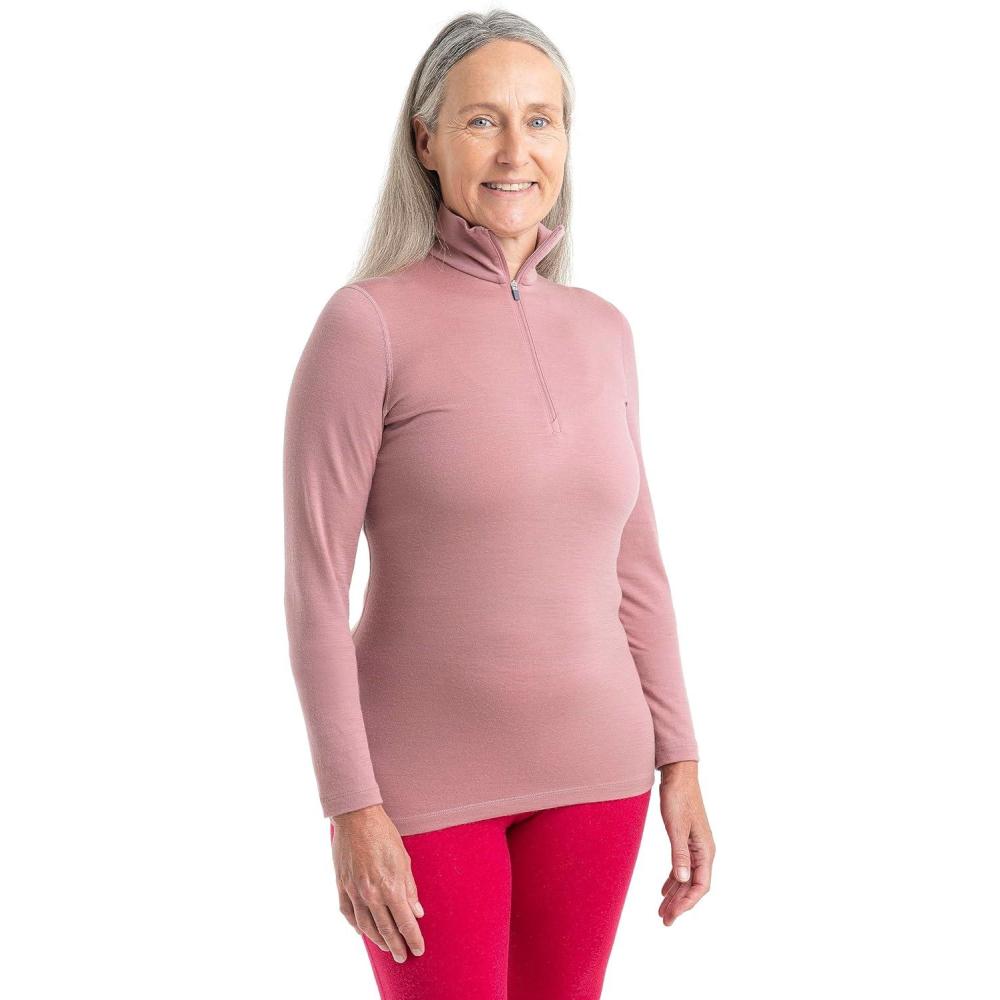 image:imageIcebreaker Merino Womens 200 Oasis Long Sleeve Thermal Cold Weather Half Zip Base Layer TopCrystal