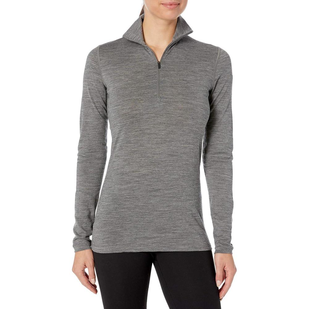 image:imageIcebreaker Merino Womens 200 Oasis Long Sleeve Thermal Cold Weather Half Zip Base Layer TopGritstone Hthr