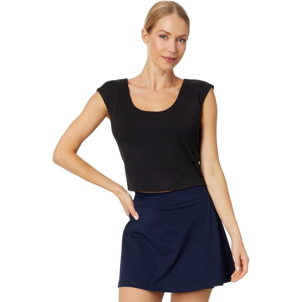 image:imageJockey Cap Sleeve Tee with Shelf BraDeep Black