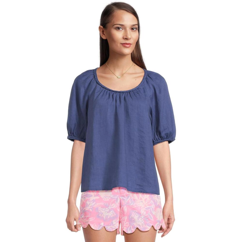 image:imageLilly Pulitzer Womens Calais Short Sleeve TopSapphire Pool