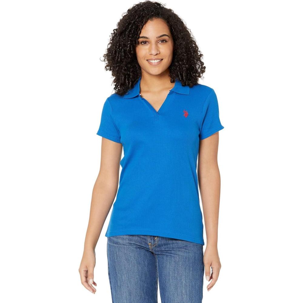 image:imageSPLIT NECK RIBBED POLO SHIRTLapis Blue