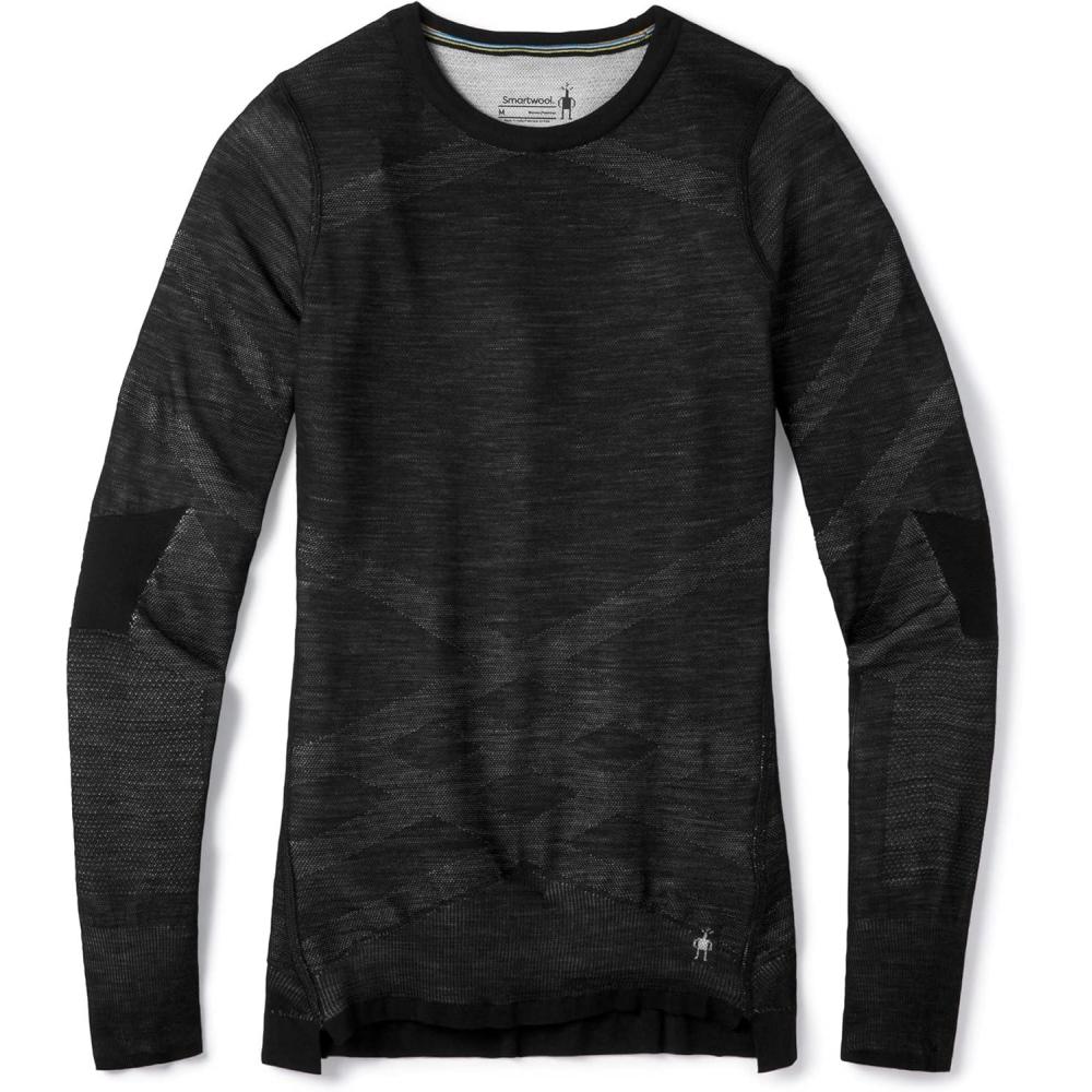 image:imageSmartwool Womens Intraknit Thermal Merino Base Layer Crew Breathable Merino Wool Long Sleeve ShirtBlackwhite