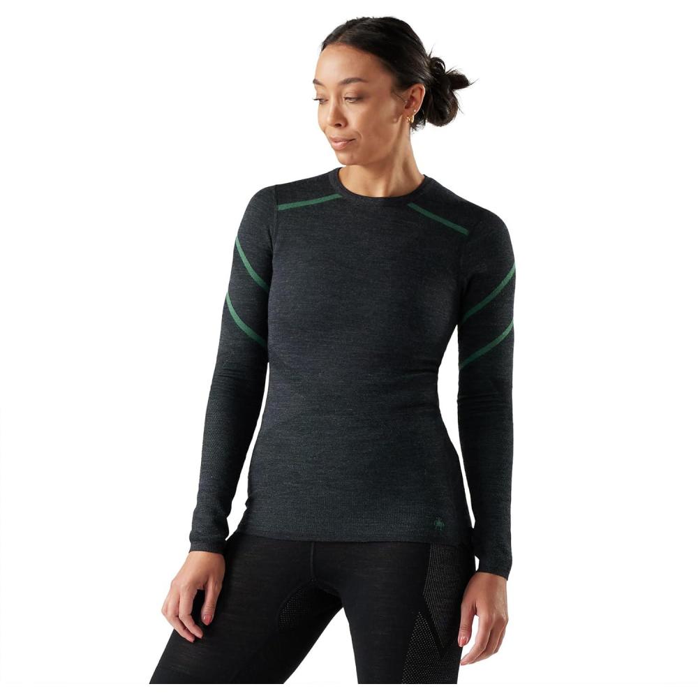 image:imageSmartwool Womens Intraknit Thermal Merino Base Layer Crew Breathable Merino Wool Long Sleeve ShirtCharcoalzen Green