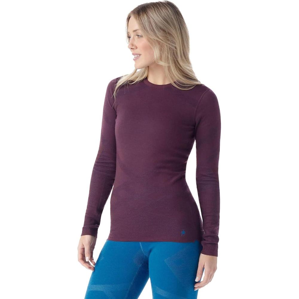 image:imageSmartwool Womens Intraknit Thermal Merino Base Layer Crew Breathable Merino Wool Long Sleeve ShirtEggplantnival Blue