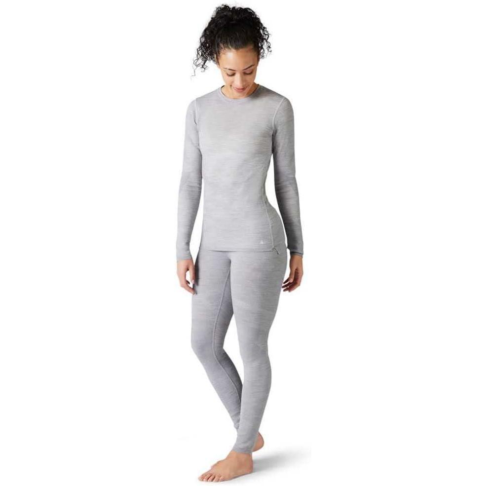 image:imageSmartwool Womens Intraknit Thermal Merino Base Layer Crew Breathable Merino Wool Long Sleeve ShirtLight Gray Heatherwhite