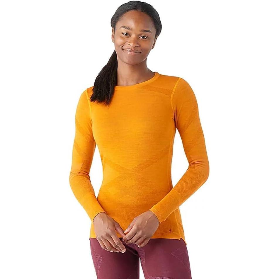 image:imageSmartwool Womens Intraknit Thermal Merino Base Layer Crew Breathable Merino Wool Long Sleeve ShirtMarmaladepecan Brown