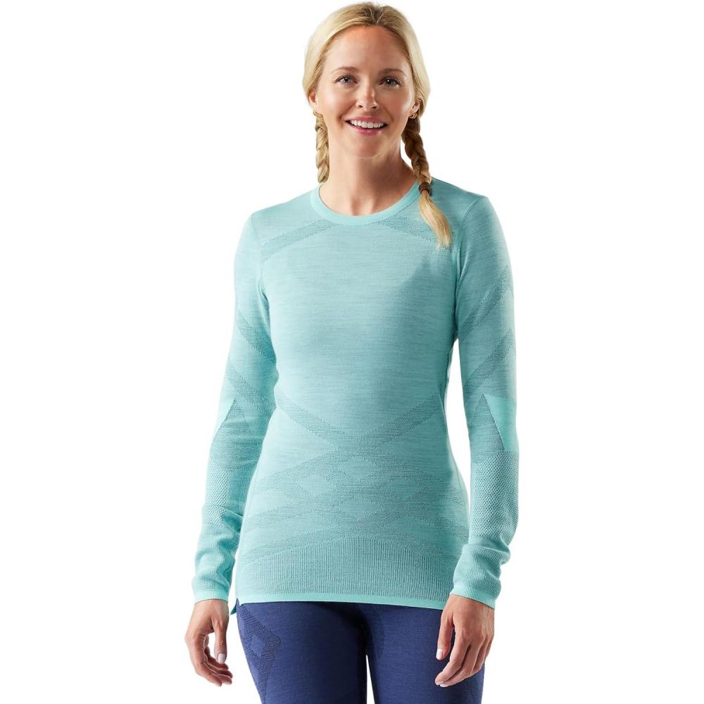 image:imageSmartwool Womens Intraknit Thermal Merino Base Layer Crew Breathable Merino Wool Long Sleeve ShirtPacific Bluenightfall Blue