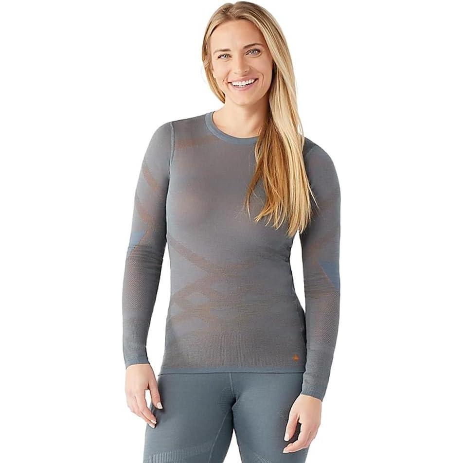 image:imageSmartwool Womens Intraknit Thermal Merino Base Layer Crew Breathable Merino Wool Long Sleeve ShirtPewter Bluemarmalade