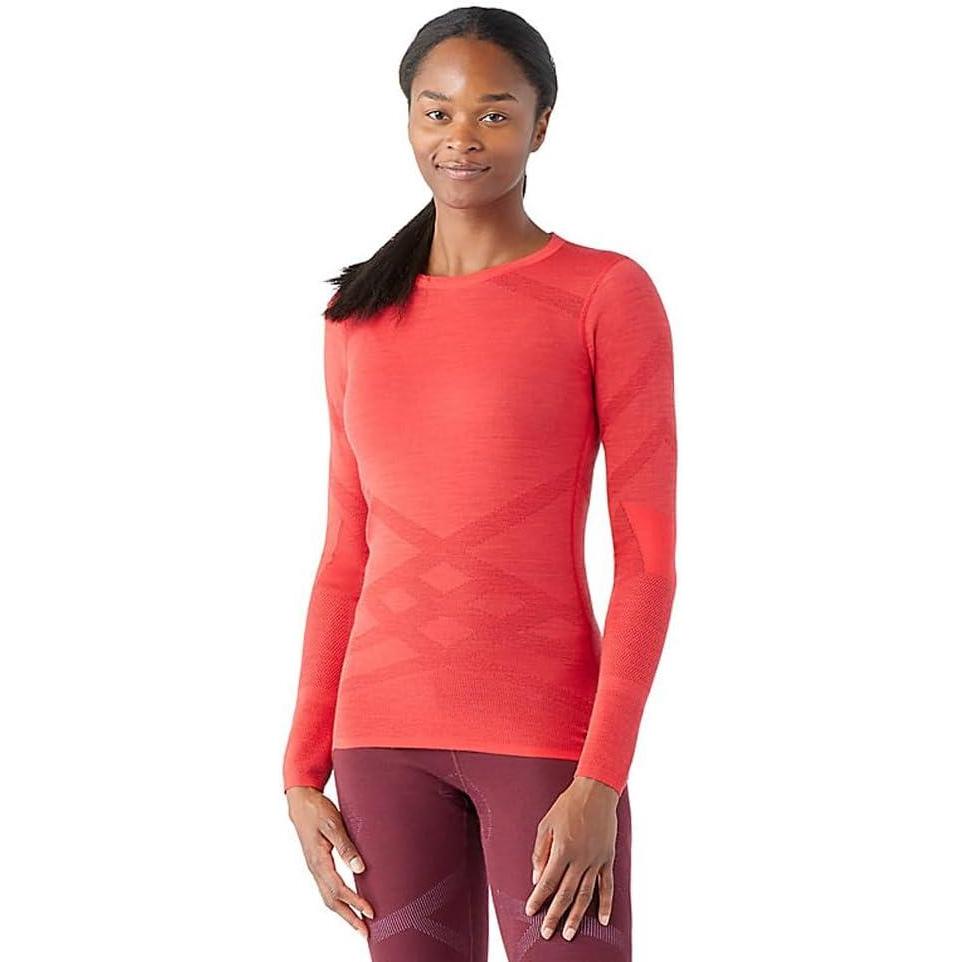 image:imageSmartwool Womens Intraknit Thermal Merino Base Layer Crew Breathable Merino Wool Long Sleeve ShirtScarletblack Cherry