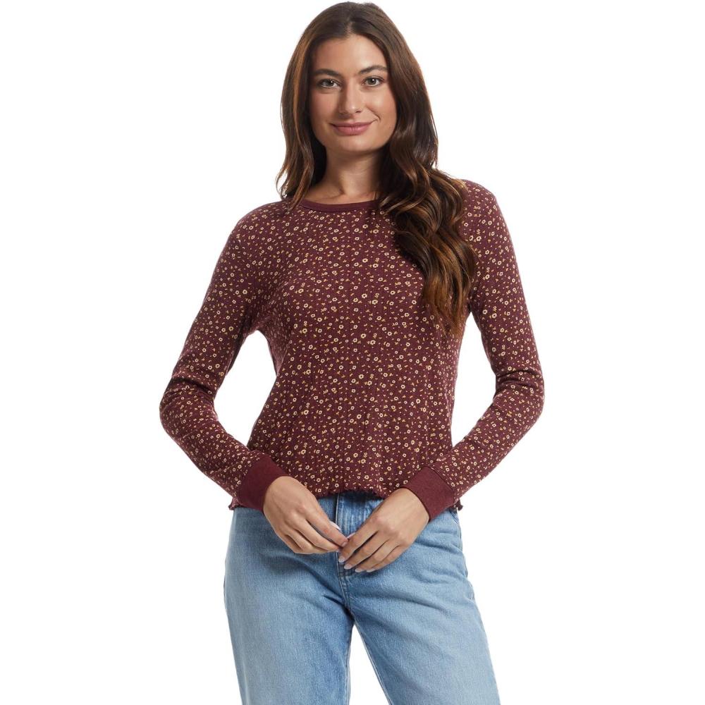 image:imageToadampCo Womens Foothill Pointelle Long Sleeve Crew IIPort Ditsy Print