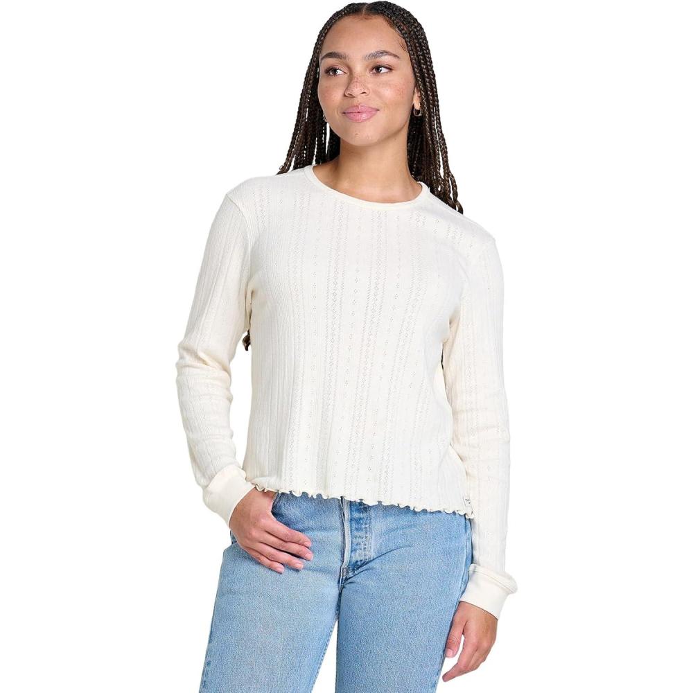 image:imageToadampCo Womens Foothill Pointelle Long Sleeve Crew IISalt