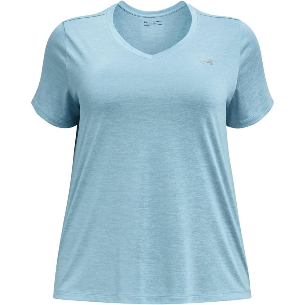 image:imageUnder Armour Womens Tech ShortSleeve VNeck Twist490 Blizzard White Metallic Silver