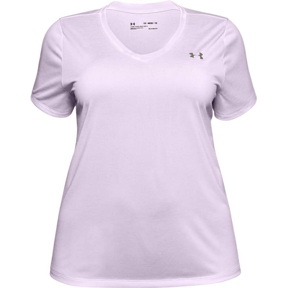image:imageUnder Armour Womens Tech ShortSleeve VNeck  TwistCrystal Lilac 570Translucent