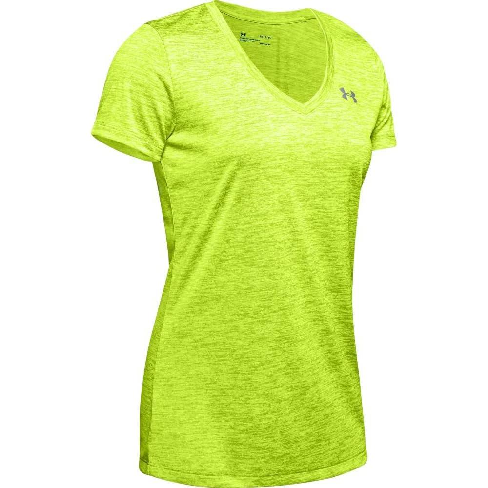 image:imageUnder Armour Womens Tech ShortSleeve VNeck TwistGreen Citrine 394Tonal
