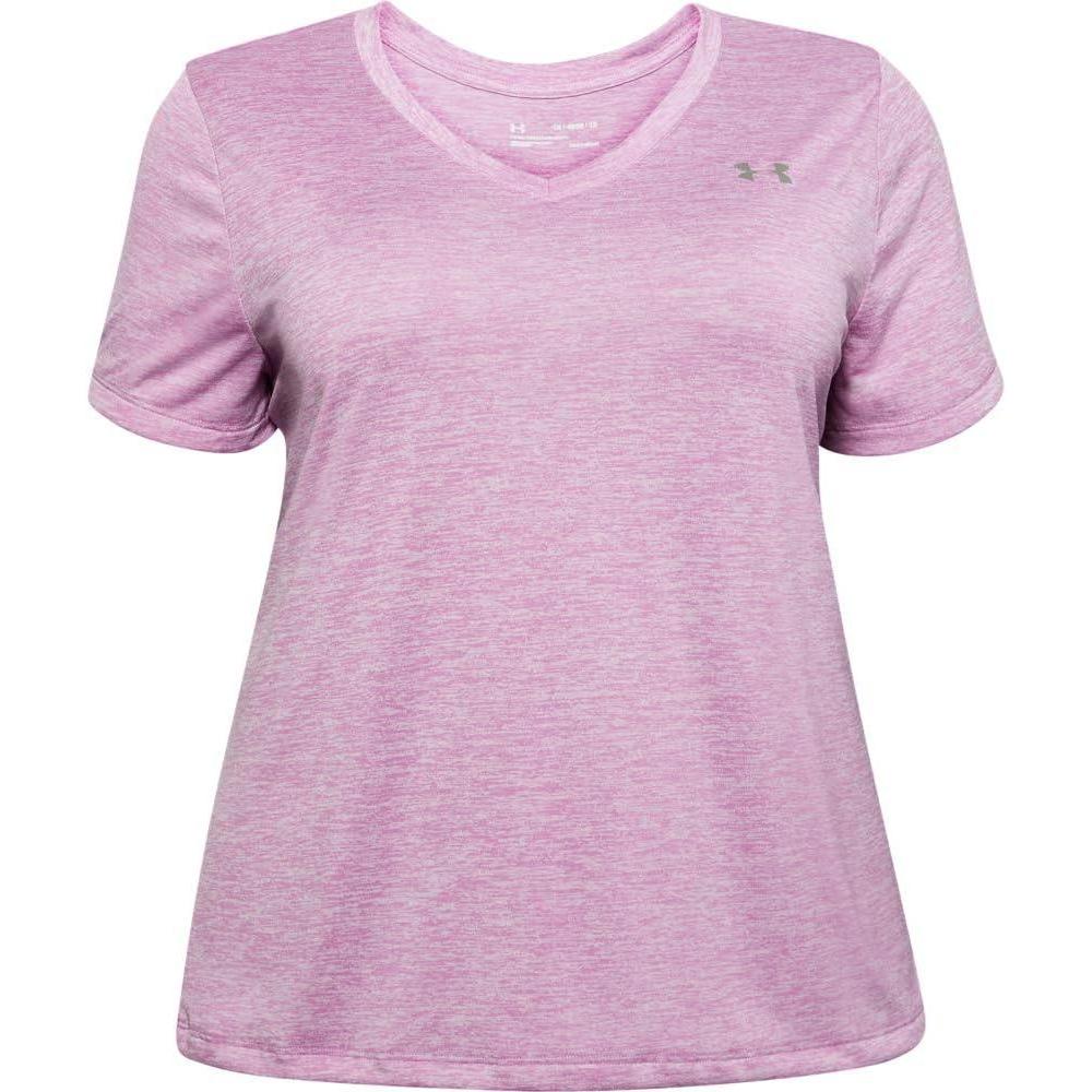 image:imageUnder Armour Womens Tech ShortSleeve VNeck TwistPolar Purple 537Metallic Silver