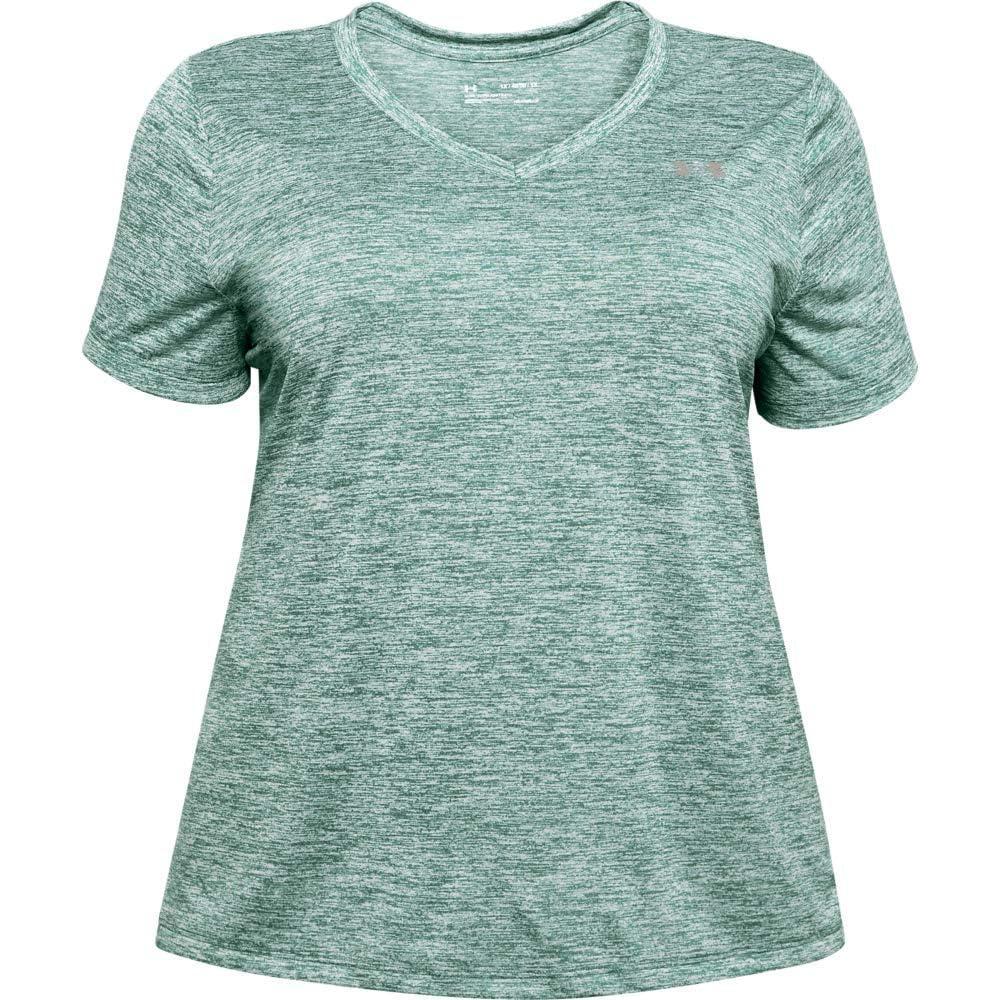 image:imageUnder Armour Womens Tech ShortSleeve VNeck TwistSaxon Green 386Tonal