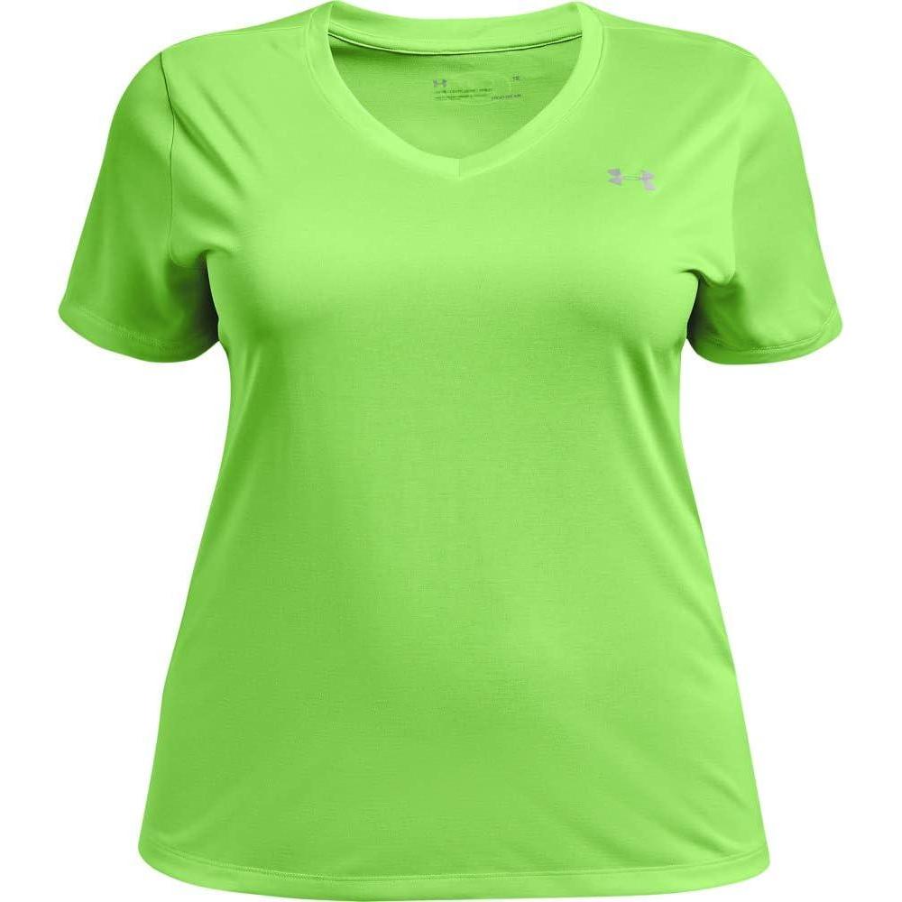 image:imageUnder Armour Womens Tech ShortSleeve VNeck  TwistSummer Lime 162Metallic Silver