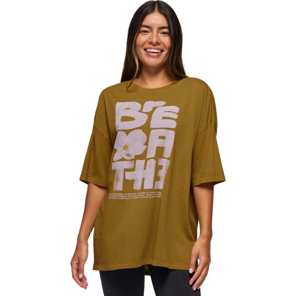 image:imageprAna Womens Everyday Graphic Oversized TeeRetro Olive  Luminous Breathe