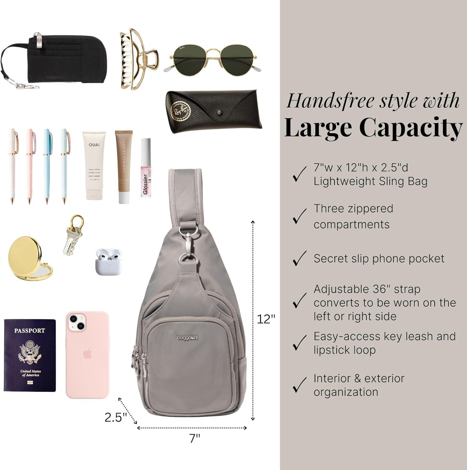 image:imageBaggallini womens Central Park SlingSteel Grey Twill