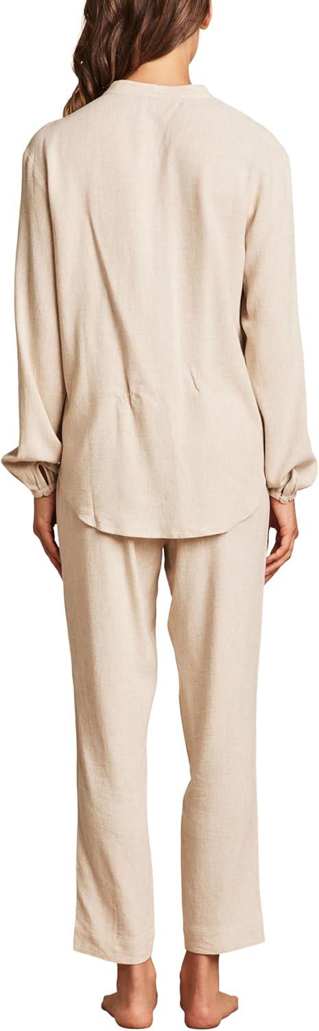 image:imageBarefoot Dreams Womens Linen Blend BlouseHeathered Bisque