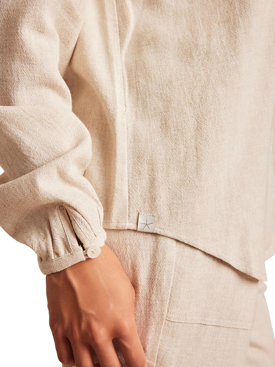 image:imageBarefoot Dreams Womens Linen Blend BlouseHeathered Bisque