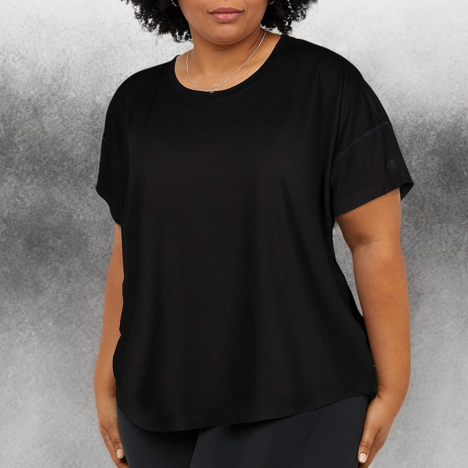 image:imageChampion TShirt Soft Touch Moisture Wicking Essential Tee for Women Plus SizeBlack