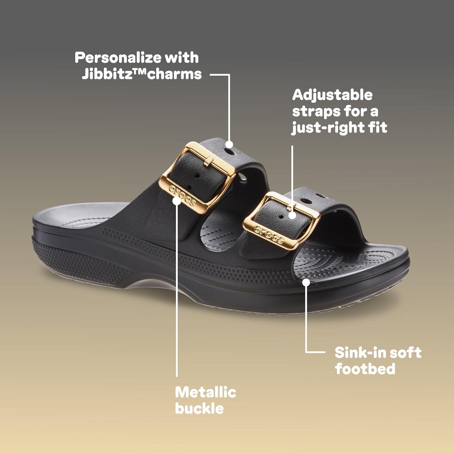 image:imageCrocs Classic Saturday SandalsBlackMetallic Buckle