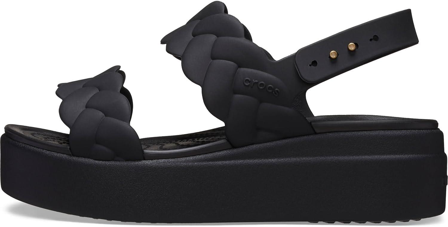 image:imageCrocs Womens Brooklyn Woven Low Wedge SandalsBlack Woven