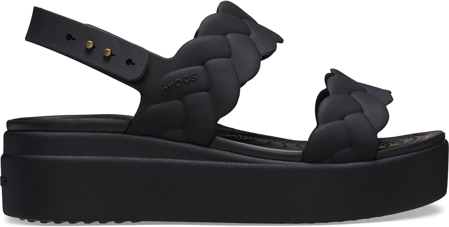 image:imageCrocs Womens Brooklyn Woven Low Wedge SandalsBlack Woven
