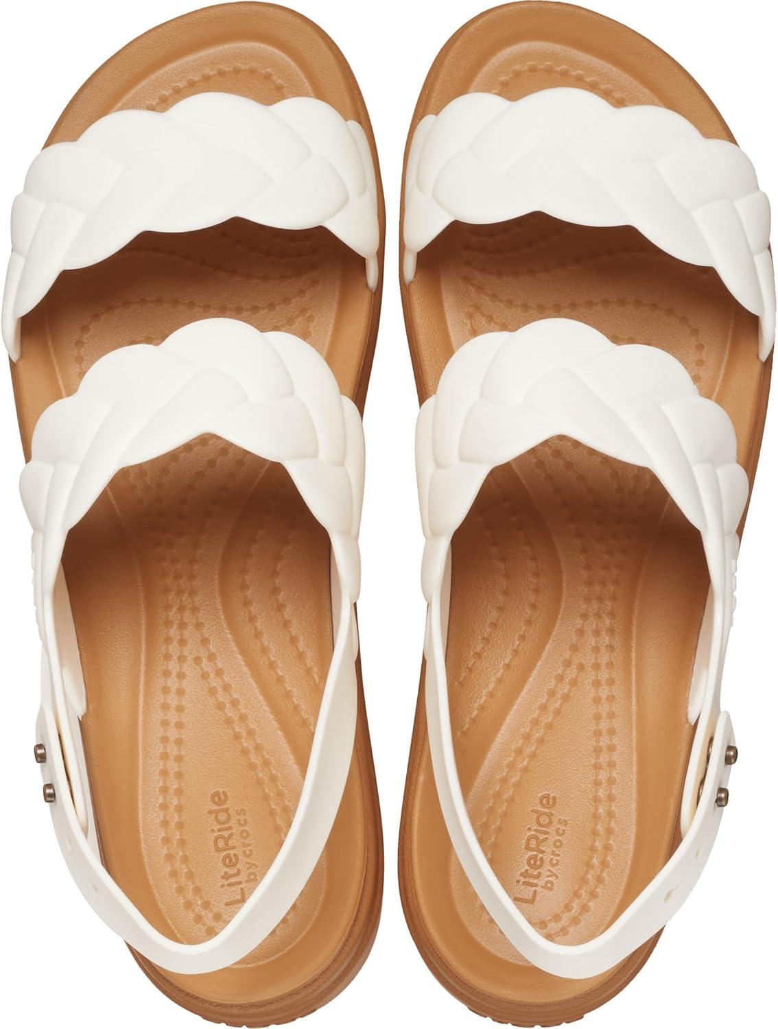 image:imageCrocs Womens Brooklyn Woven Low Wedge SandalsChalk Woven