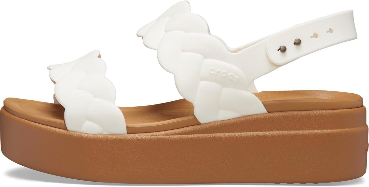 image:imageCrocs Womens Brooklyn Woven Low Wedge SandalsChalk Woven