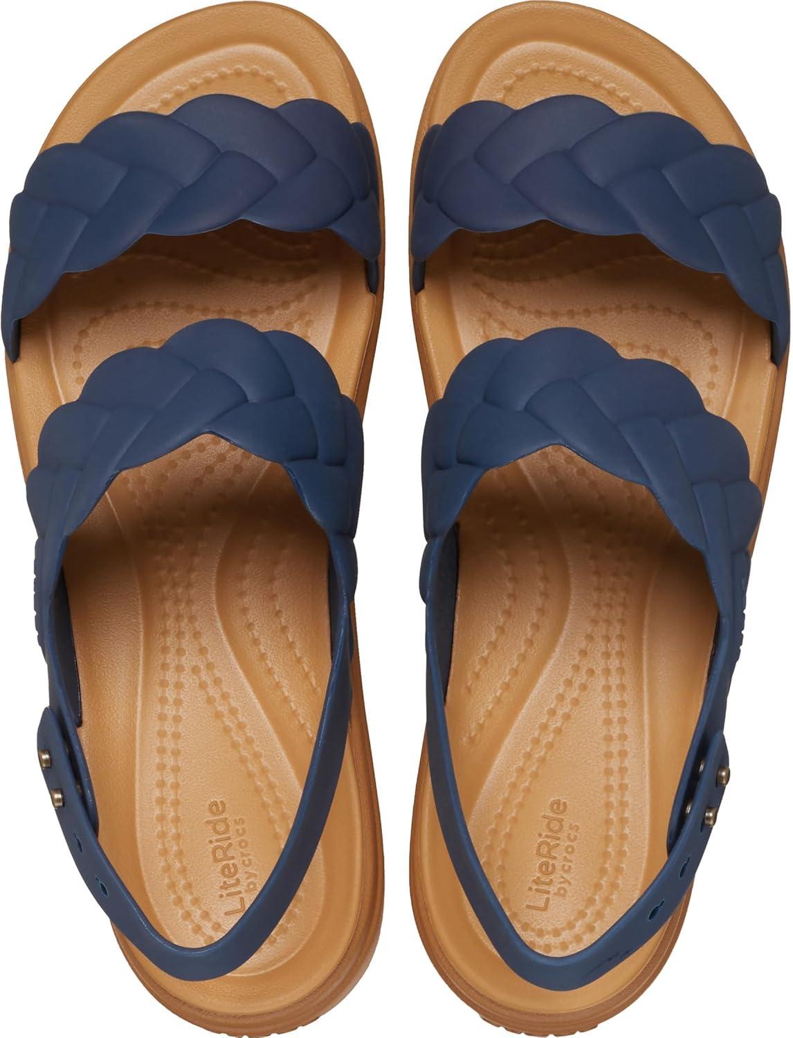 image:imageCrocs Womens Brooklyn Woven Low Wedge SandalsNavy Woven