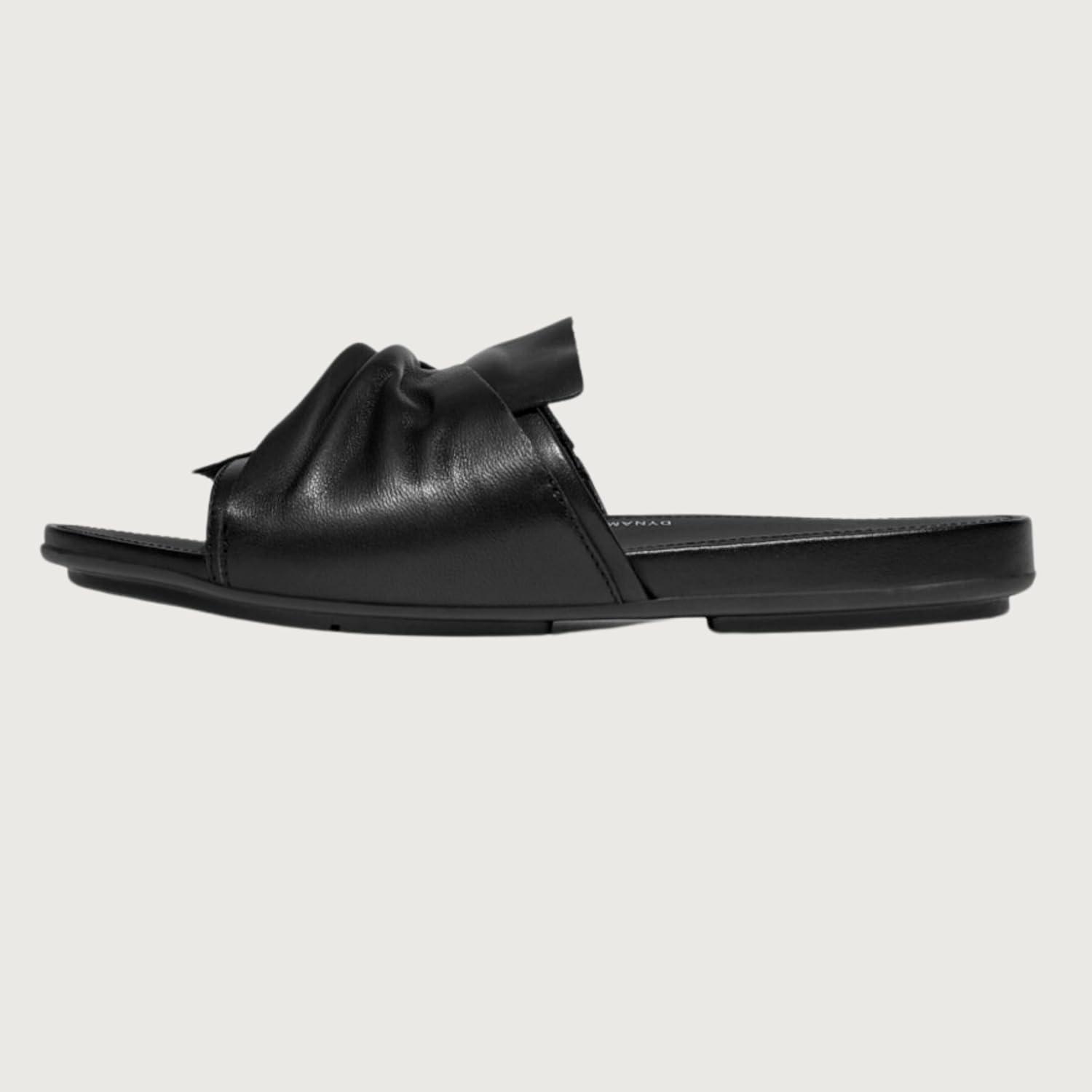 image:imageFitFlop Womens Gracie SoftTwist Leather Slides Wedge SandalAll Black
