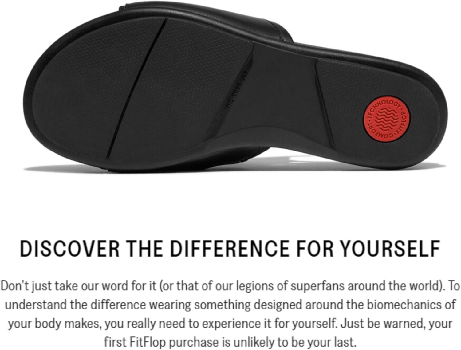 image:imageFitFlop Womens Gracie SoftTwist Leather Slides Wedge SandalAll Black