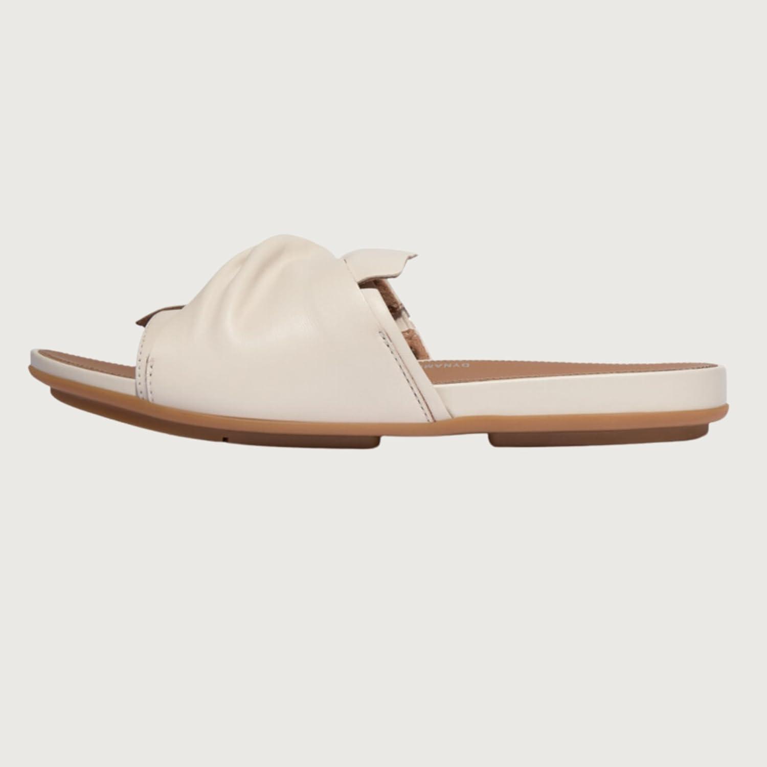 image:imageFitFlop Womens Gracie SoftTwist Leather Slides Wedge SandalParis Beige