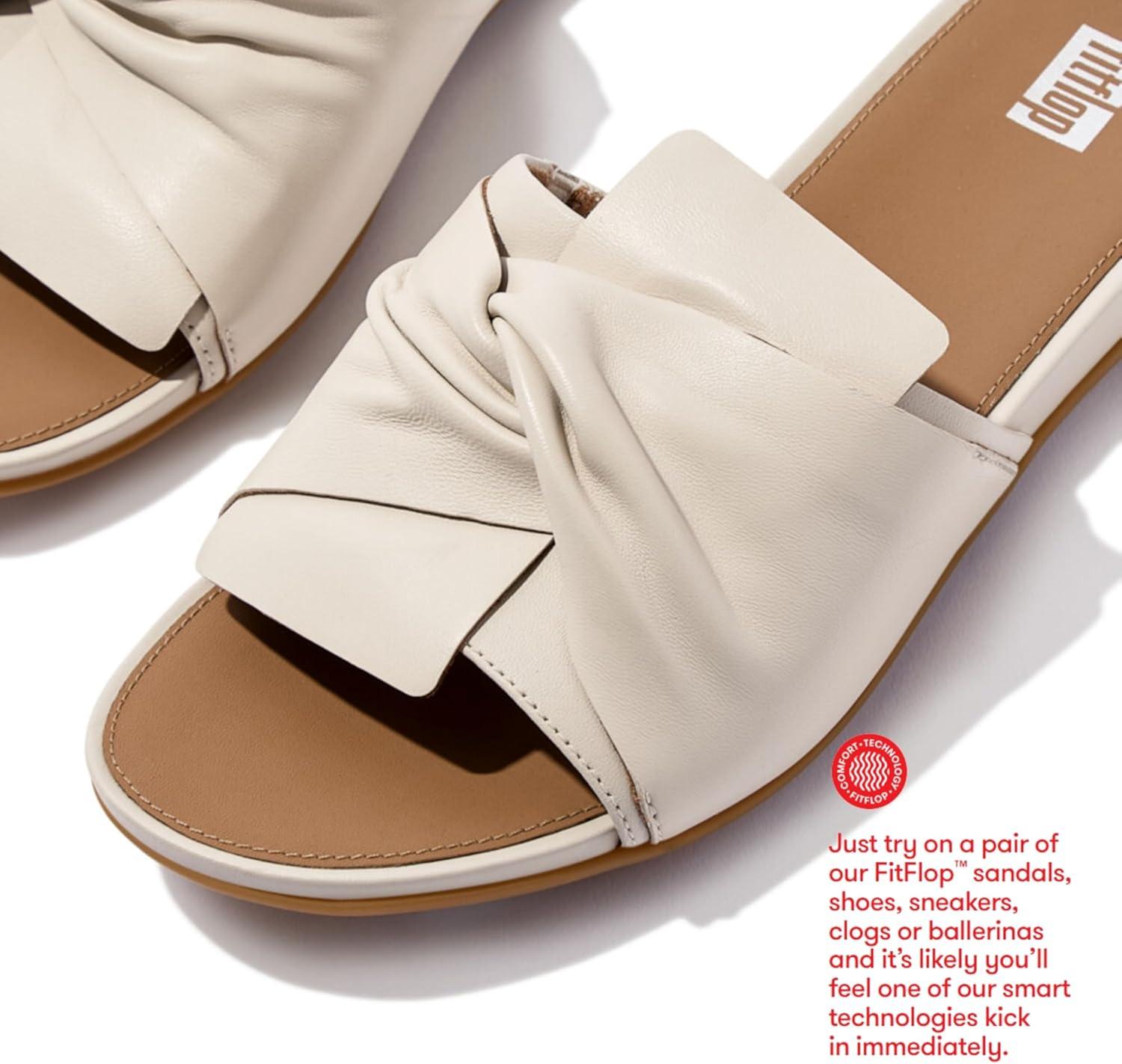 image:imageFitFlop Womens Gracie SoftTwist Leather Slides Wedge SandalParis Beige