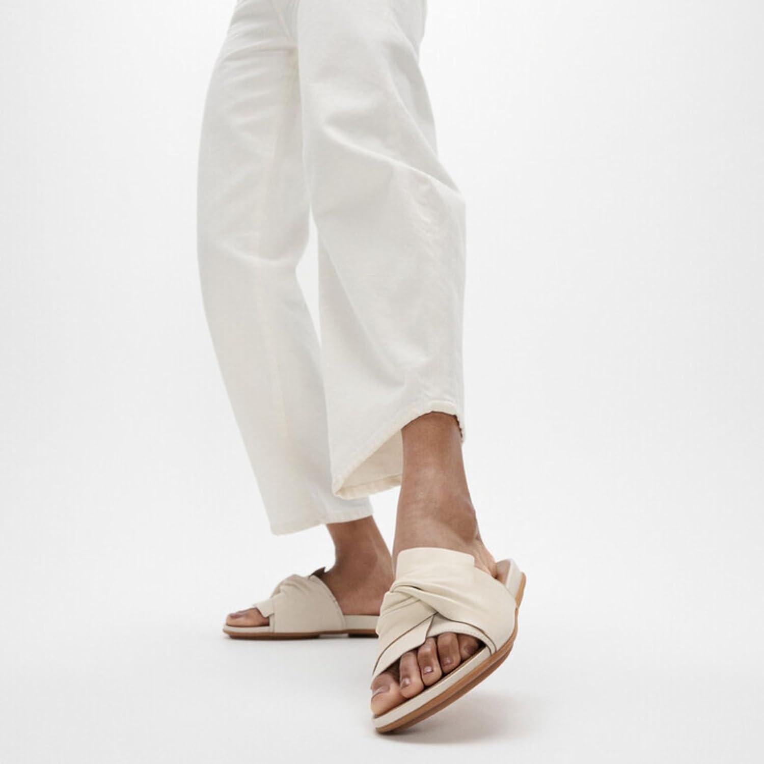 image:imageFitFlop Womens Gracie SoftTwist Leather Slides Wedge SandalParis Beige