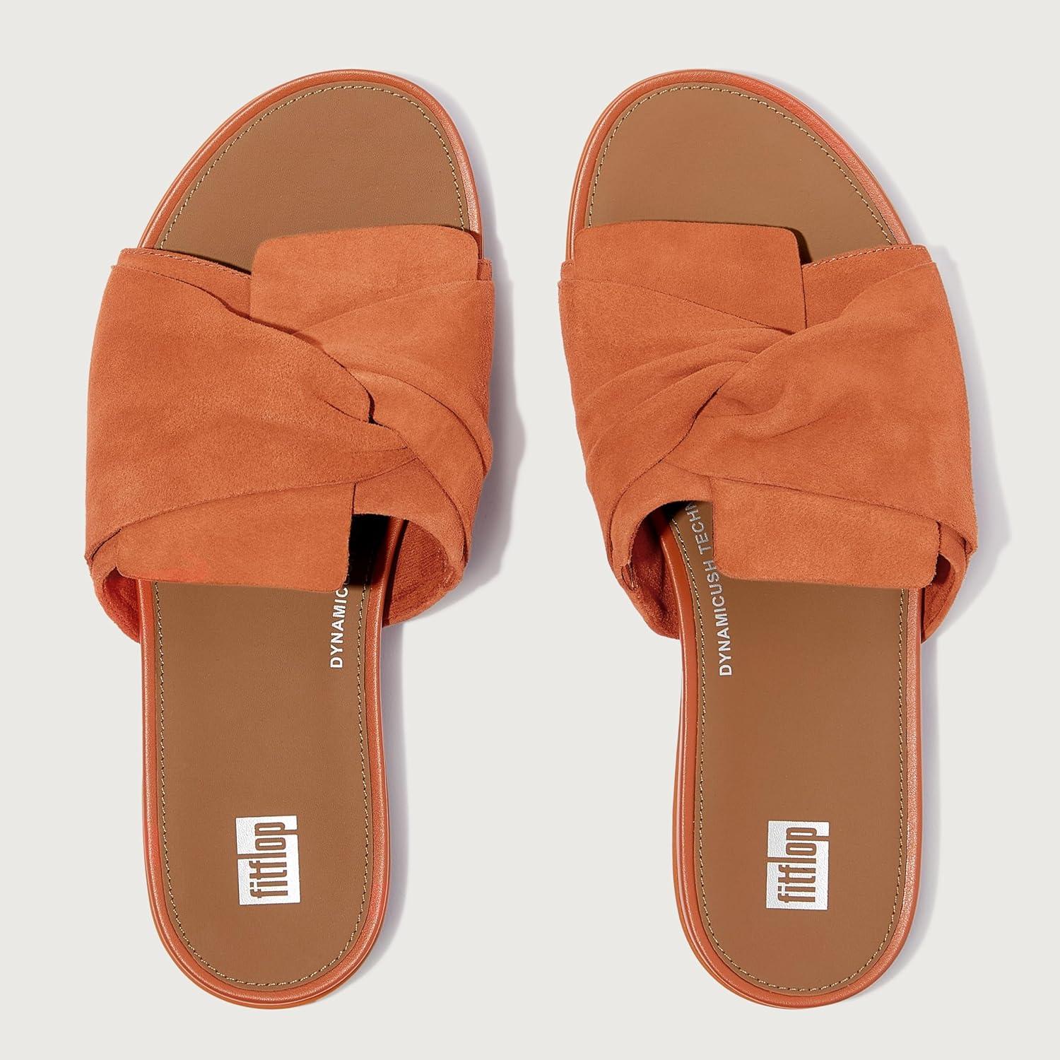 image:imageFitFlop Womens Gracie SoftTwist Leather Slides Wedge SandalSatsuma