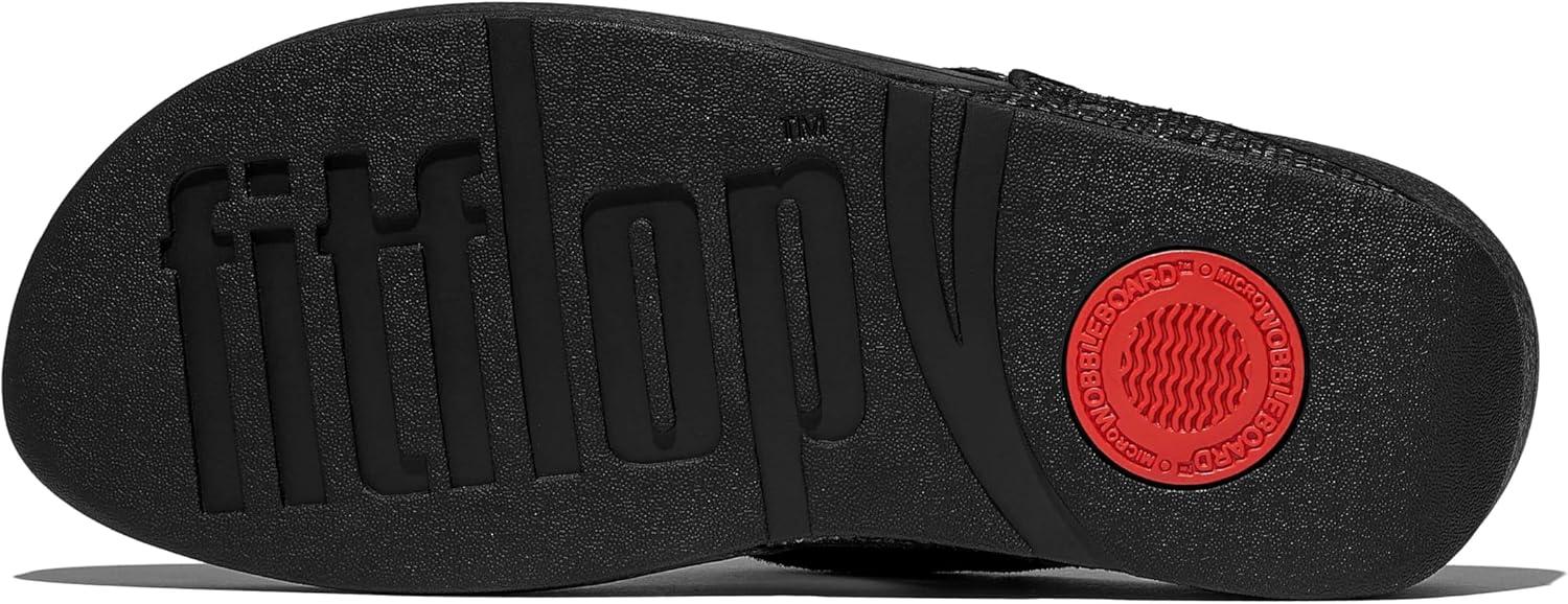 image:imageFitFlop Womens Lulu Crinkled Shimmer Thong SandalBlack