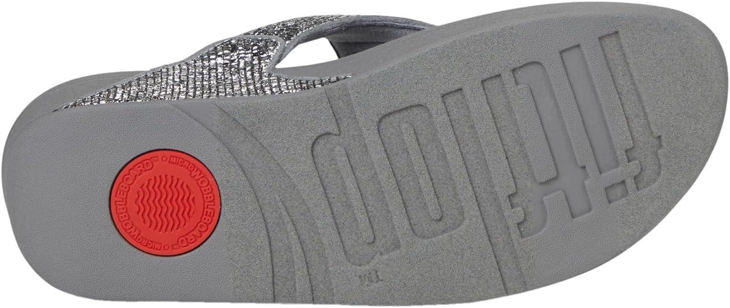image:imageFitFlop Womens Lulu Crinkled Shimmer Thong SandalSilvereen