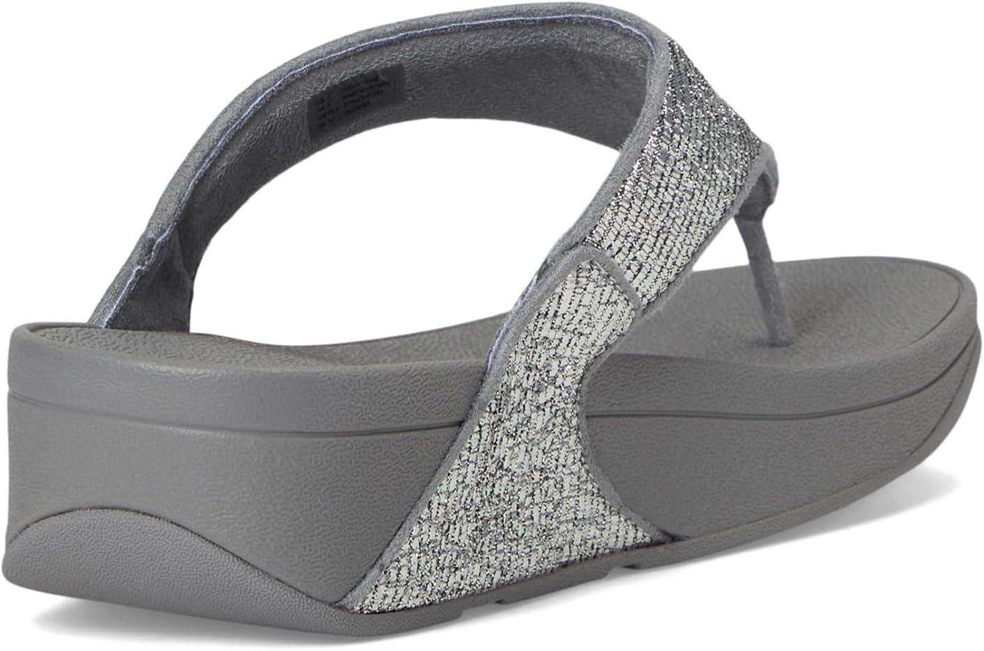 image:imageFitFlop Womens Lulu Crinkled Shimmer Thong SandalSilvereen