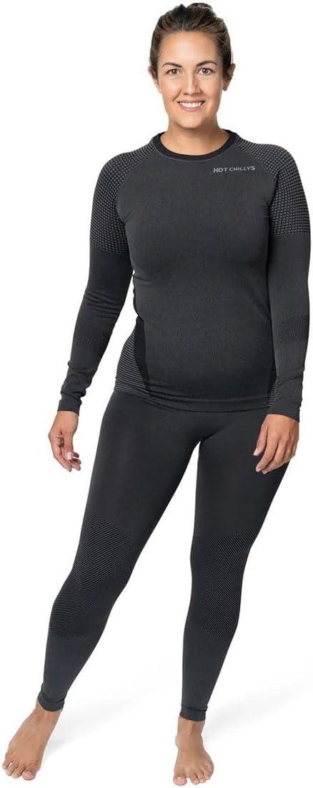 image:imageHot Chillys Womens 3D Knit Crew Midweight Body Fit Base LayerBlack