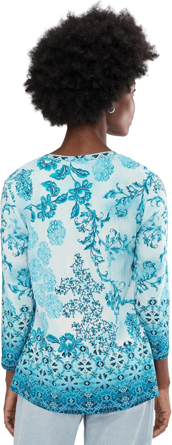 image:imageJohnny was Womens The Janie Favorite 34 Sleeve VNeck Tee VittoriVittoria Scarf