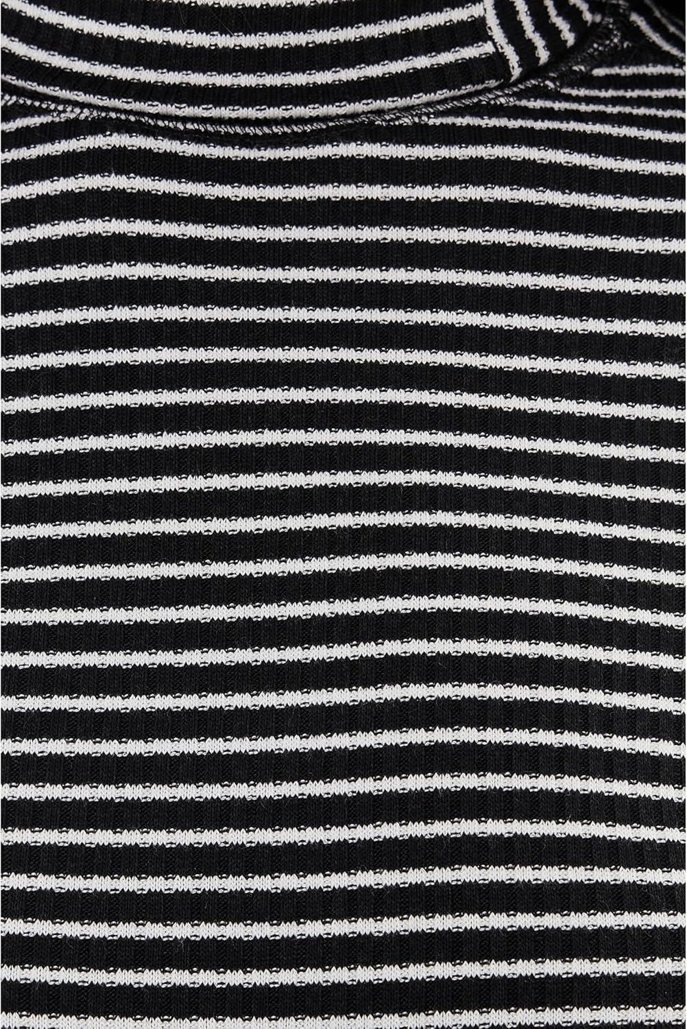 image:imageMadewell Womens Stripe Coverstitch Turtleneck Drapey RayWinter White