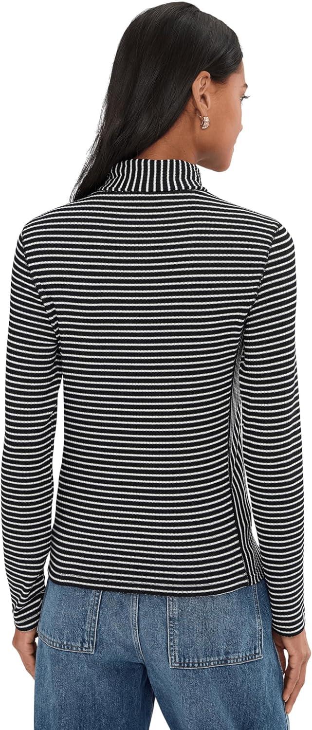 image:imageMadewell Womens Stripe Coverstitch Turtleneck Drapey RayWinter White