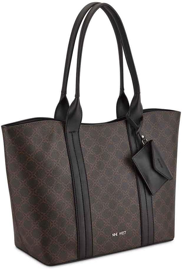image:imageNine West womens Kyndall Trap ToteBrown LogoBlack